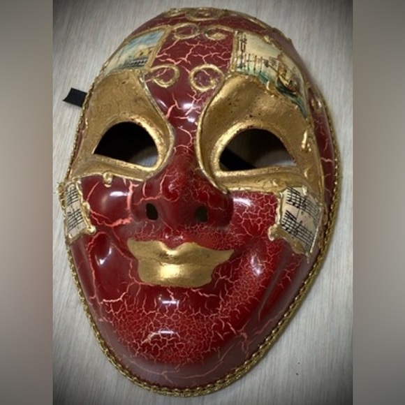 Vintage Wall Hanging Art Venetian masquerade party Full Face Carnival Mask 6”x9” - Picture 1 of 4